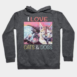 I Love Cats and Dogs Hoodie